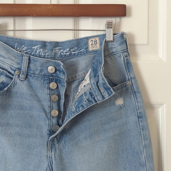 We The Free Blossom Rigid Light Wash High Waisted Button Fly Skinny Jeans 28 - Picture 7 of 15